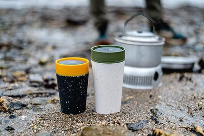 Circular and Co Leakproof Reusable Coffee Cup 12oz/340ml - The World's First Travel Mug Made from Recycled Coffee Cups, 100% Leak-Proof, Sustainable & Insulated (Black & Faraway Blue)