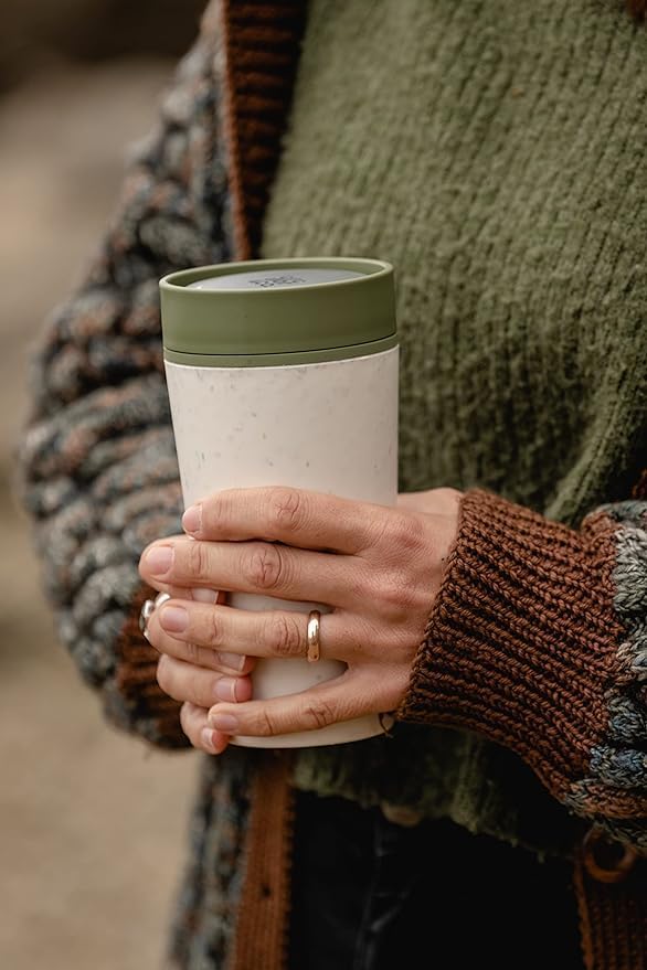Circular and Co Leakproof Reusable Coffee Cup 12oz/340ml - The World's First Travel Mug Made from Recycled Coffee Cups, 100% Leak-Proof, Sustainable & Insulated (Black & Faraway Blue)