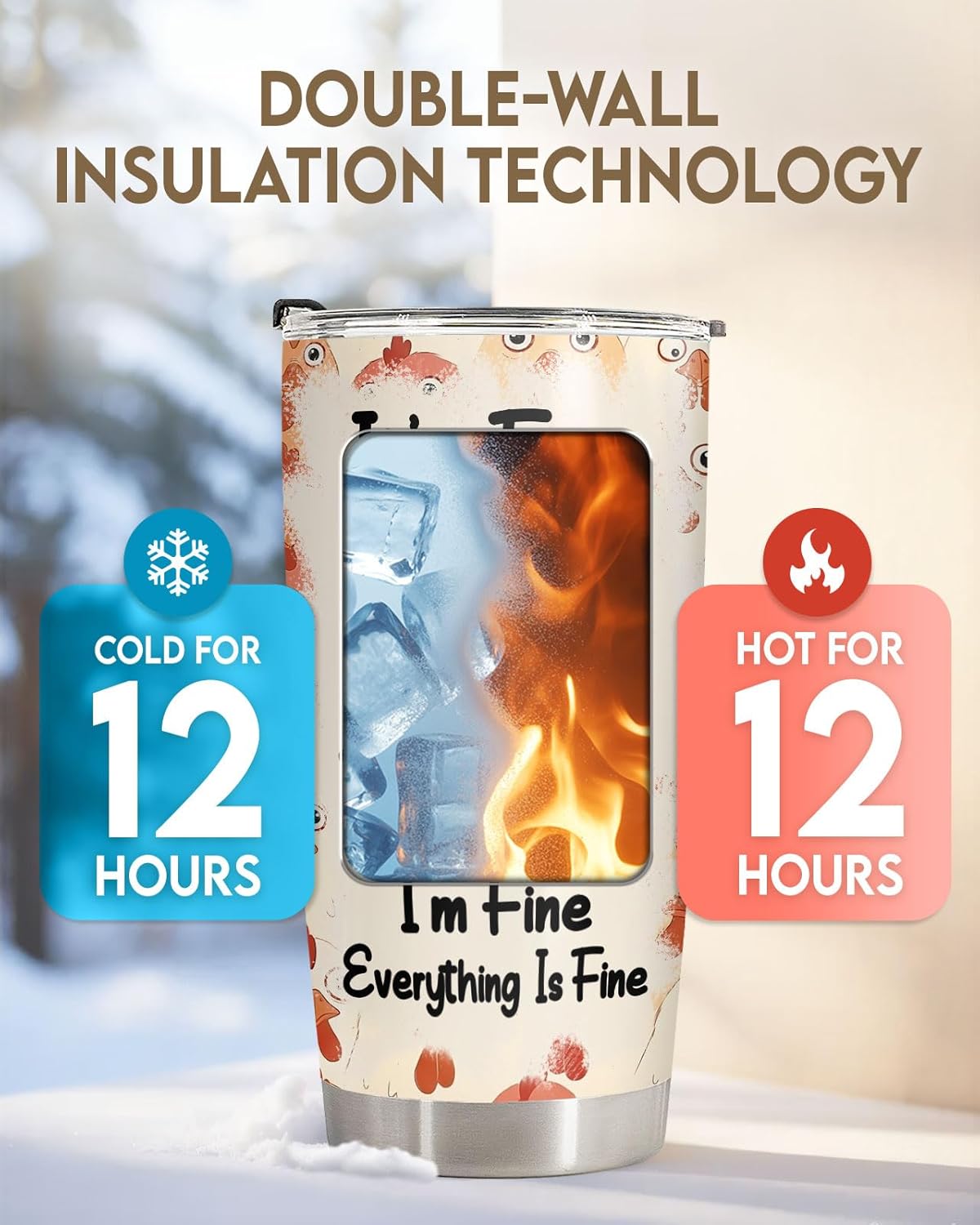 Funny Chicken Tumbler 20oz Insulated Stainless Steel Coffee Travel Mug Gift | 20oz double wall vacuum insulated tumbler keeps drinks hot cold. Funny work gift for women men office coworkers boss