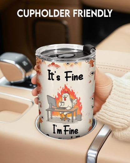 Funny Chicken Tumbler 20oz Insulated Stainless Steel Coffee Travel Mug Gift | 20oz double wall vacuum insulated tumbler keeps drinks hot cold. Funny work gift for women men office coworkers boss