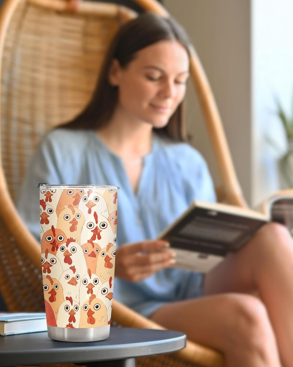 Funny Chicken Tumbler 20oz Insulated Stainless Steel Coffee Travel Mug Gift | 20oz double wall vacuum insulated tumbler keeps drinks hot cold. Funny work gift for women men office coworkers boss