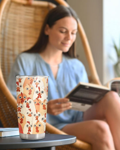 Funny Chicken Tumbler 20oz Insulated Stainless Steel Coffee Travel Mug Gift | 20oz double wall vacuum insulated tumbler keeps drinks hot cold. Funny work gift for women men office coworkers boss