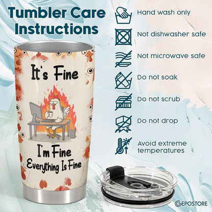 Funny Chicken Tumbler 20oz Insulated Stainless Steel Coffee Travel Mug Gift | 20oz double wall vacuum insulated tumbler keeps drinks hot cold. Funny work gift for women men office coworkers boss