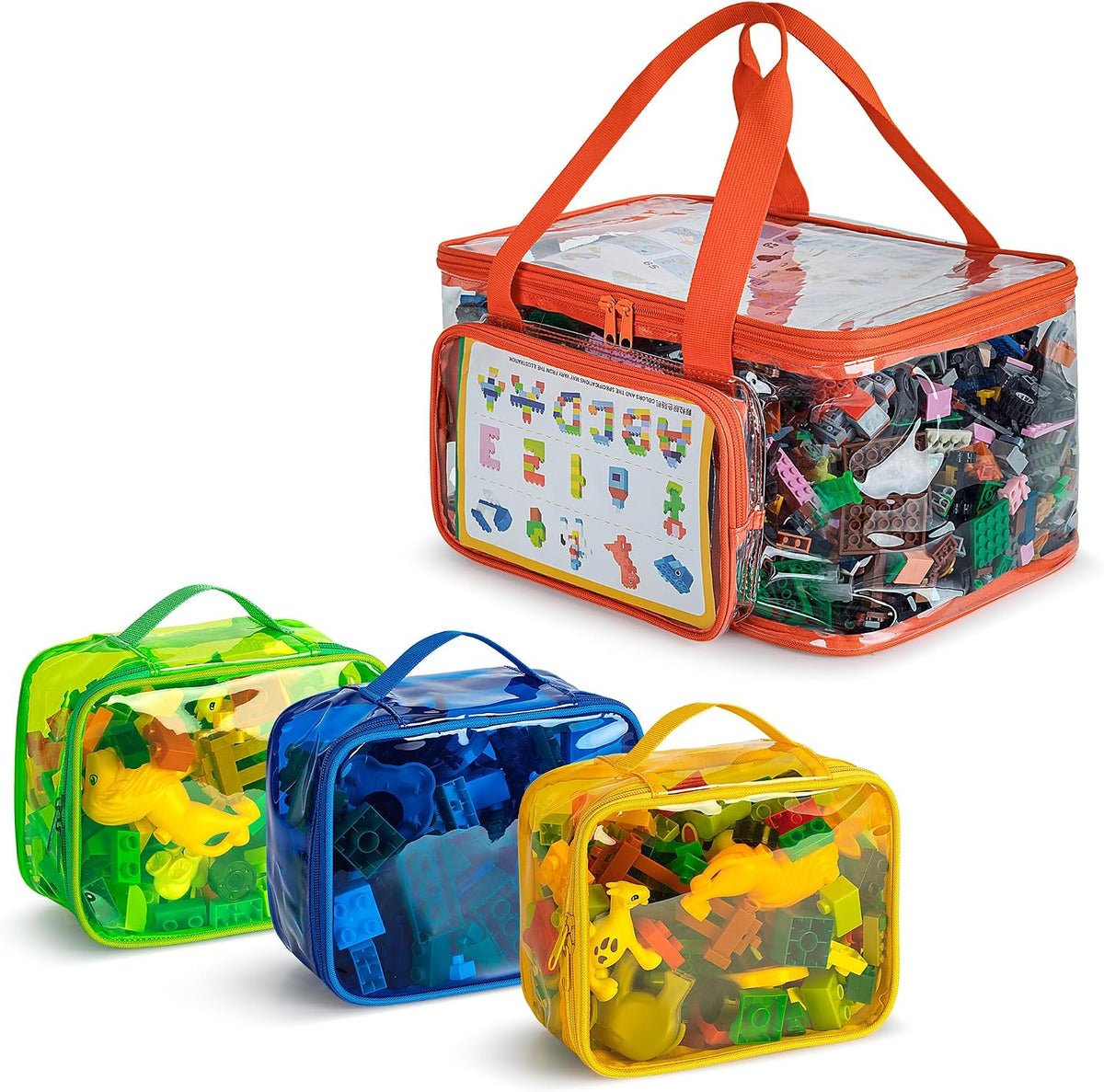 4 Packs Toy Storage Bag Organizer Case for Building Bricks