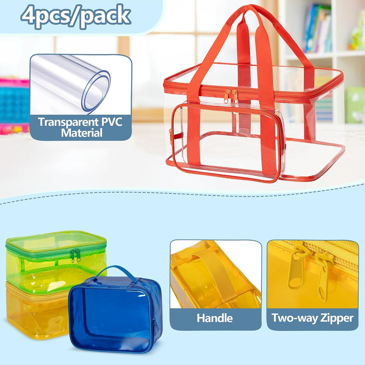 4 Packs Toy Storage Bag Organizer Case for Building Bricks