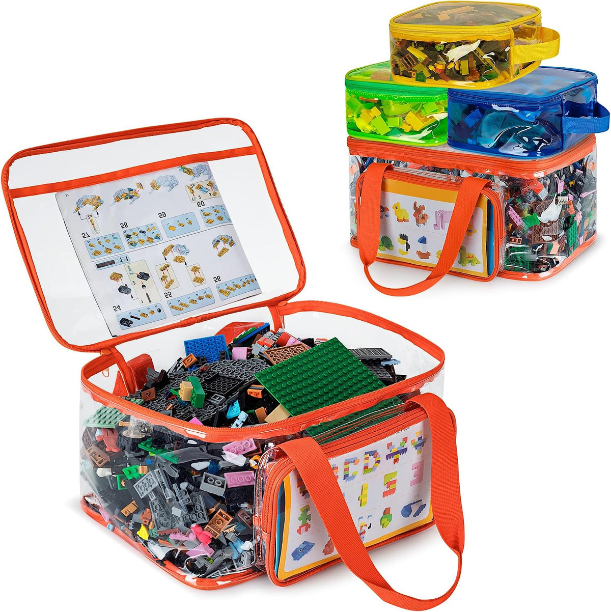 4 Packs Toy Storage Bag Organizer Case for Building Bricks