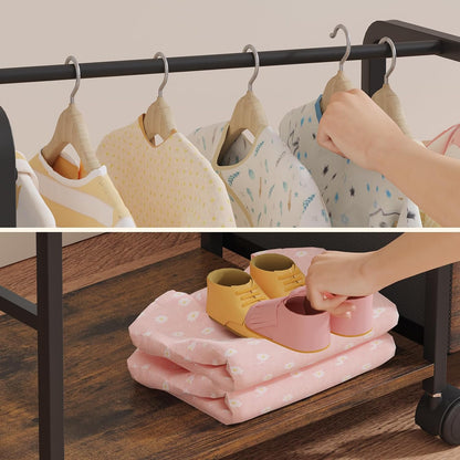 3in1 Diaper Caddy Organizer - Diaper Caddy & Rolling Diaper Cart for Nursery and Baby Essentials, Multi-Function Utility Cart for Bedroom and Bathroom(Basket&Pocket)