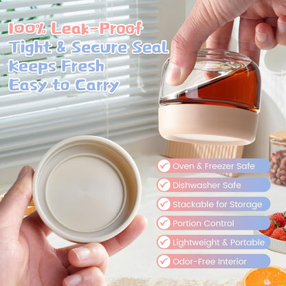 Glass Baby Food Storage Containers, Baby Food Jars, Small Glass Containers with Lids, 4 oz Leakproof Baby Food Storage Containers, BPA Free Microwave/Freezer/Dishwasher Safe, Kids Spoon Fork