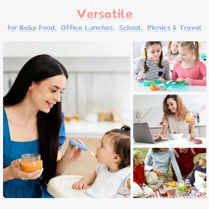 Glass Baby Food Storage Containers, Baby Food Jars, Small Glass Containers with Lids, 4 oz Leakproof Baby Food Storage Containers, BPA Free Microwave/Freezer/Dishwasher Safe, Kids Spoon Fork