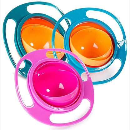 Magic Gyro Bowl 360 Degree Rotate Spill-Proof Bowls with Lid Plastic Creative Dishes Practice Feeding Bowls