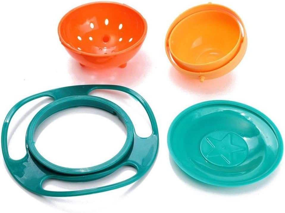 Magic Gyro Bowl 360 Degree Rotate Spill-Proof Bowls with Lid Plastic Creative Dishes Practice Feeding Bowls
