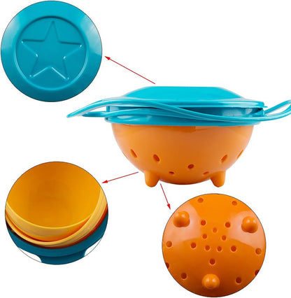 Magic Gyro Bowl 360 Degree Rotate Spill-Proof Bowls with Lid Plastic Creative Dishes Practice Feeding Bowls