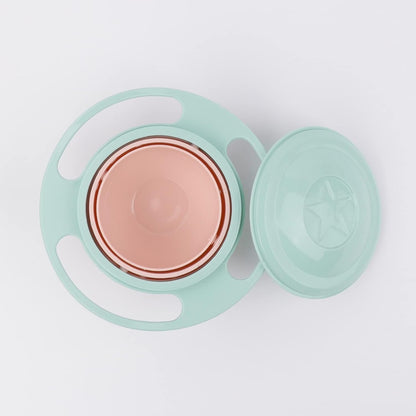 Magic Gyro Bowl 360 Degree Rotate Spill-Proof Bowls with Lid Plastic Creative Dishes Practice Feeding Bowls