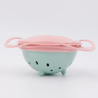 Magic Gyro Bowl 360 Degree Rotate Spill-Proof Bowls with Lid Plastic Creative Dishes Practice Feeding Bowls