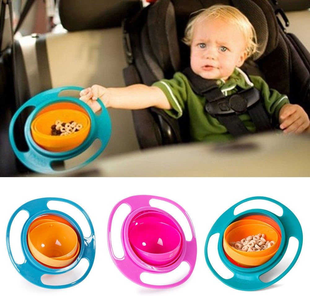 Magic Gyro Bowl 360 Degree Rotate Spill-Proof Bowls with Lid Plastic Creative Dishes Practice Feeding Bowls