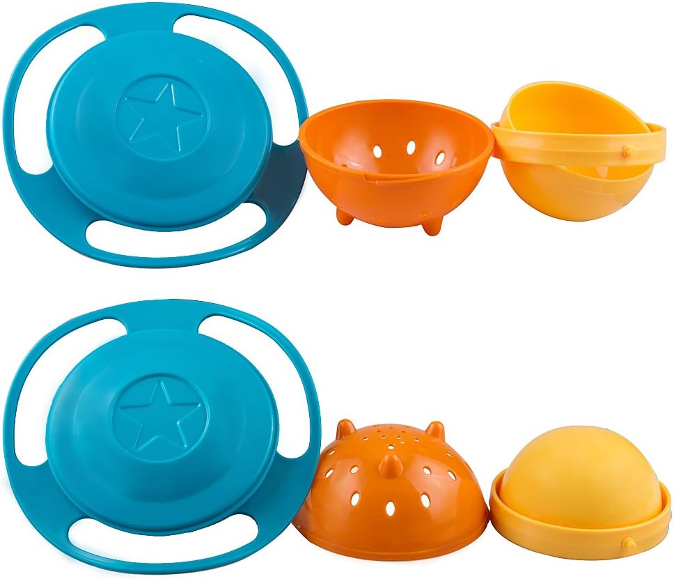 Magic Gyro Bowl 360 Degree Rotate Spill-Proof Bowls with Lid Plastic Creative Dishes Practice Feeding Bowls