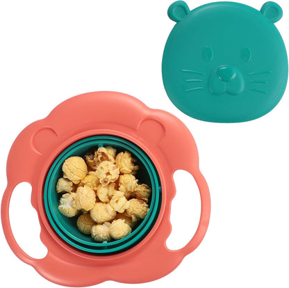 Magic Gyro Bowl 360 Degree Rotate Spill-Proof Bowls with Lid Plastic Creative Dishes Practice Feeding Bowls