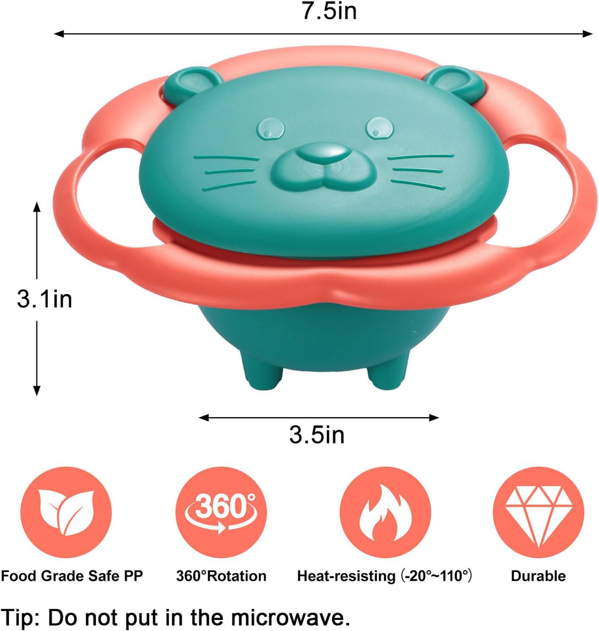 Magic Gyro Bowl 360 Degree Rotate Spill-Proof Bowls with Lid Plastic Creative Dishes Practice Feeding Bowls