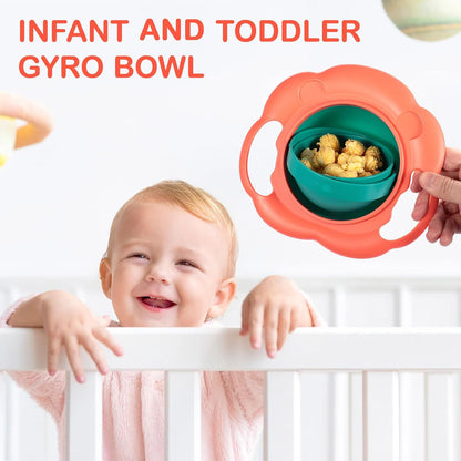Magic Gyro Bowl 360 Degree Rotate Spill-Proof Bowls with Lid Plastic Creative Dishes Practice Feeding Bowls