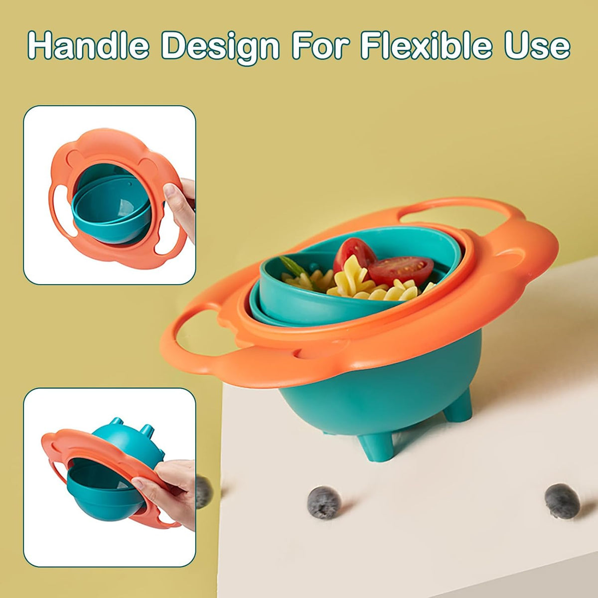 Magic Gyro Bowl 360 Degree Rotate Spill-Proof Bowls with Lid Plastic Creative Dishes Practice Feeding Bowls