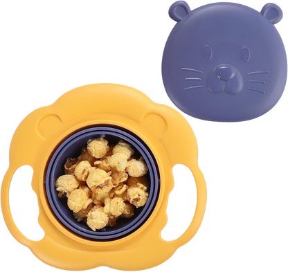 Magic Gyro Bowl 360 Degree Rotate Spill-Proof Bowls with Lid Plastic Creative Dishes Practice Feeding Bowls