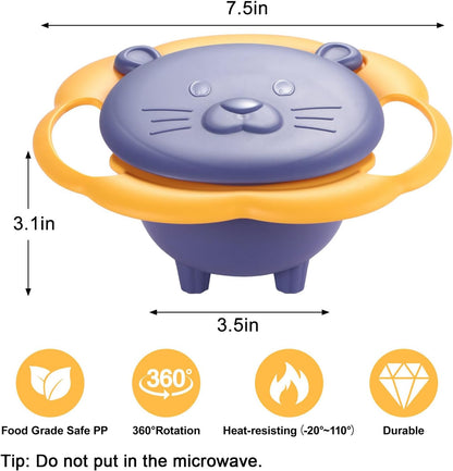 Magic Gyro Bowl 360 Degree Rotate Spill-Proof Bowls with Lid Plastic Creative Dishes Practice Feeding Bowls