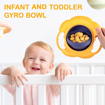 Magic Gyro Bowl 360 Degree Rotate Spill-Proof Bowls with Lid Plastic Creative Dishes Practice Feeding Bowls
