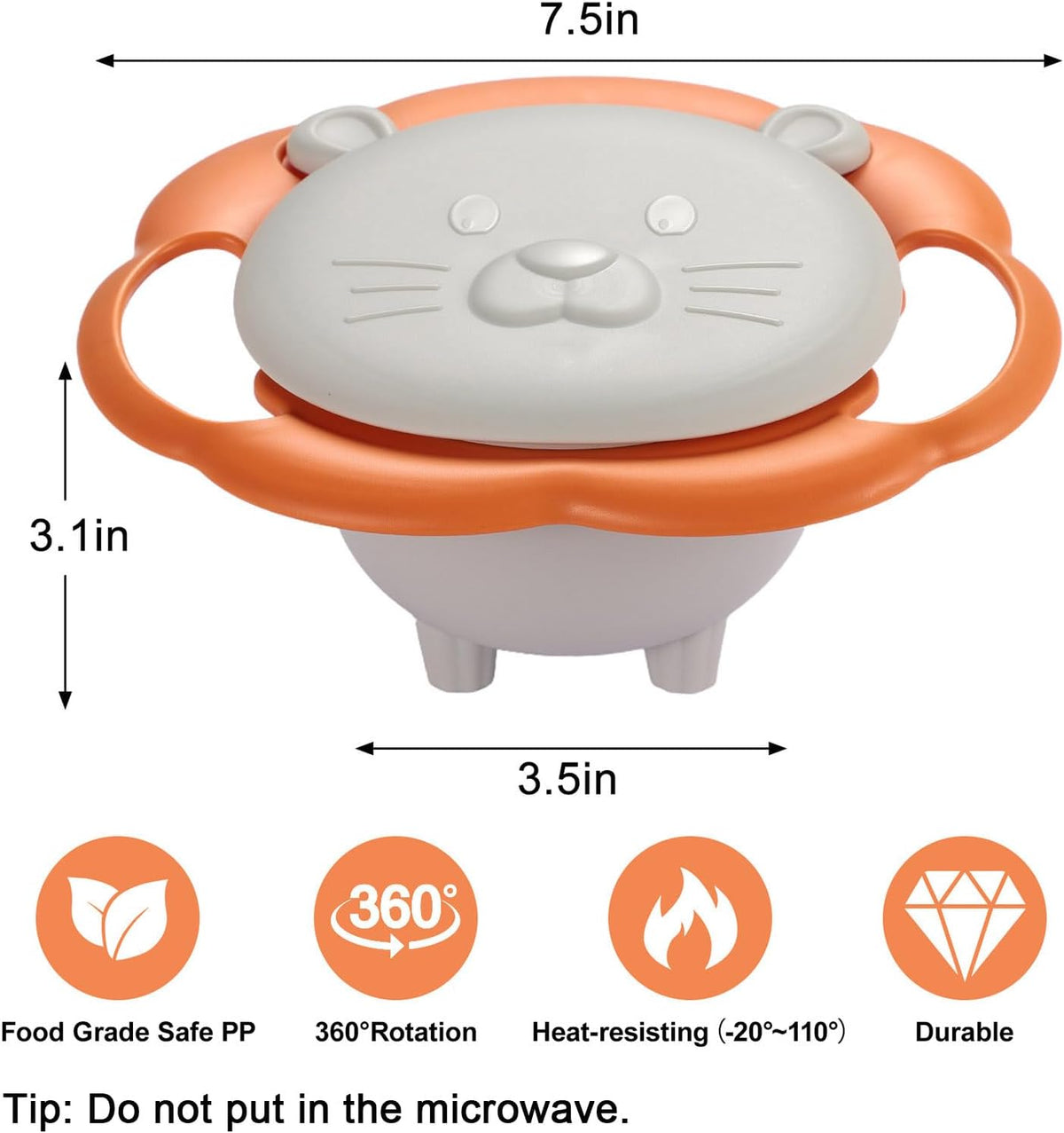Magic Gyro Bowl 360 Degree Rotate Spill-Proof Bowls with Lid Plastic Creative Dishes Practice Feeding Bowls
