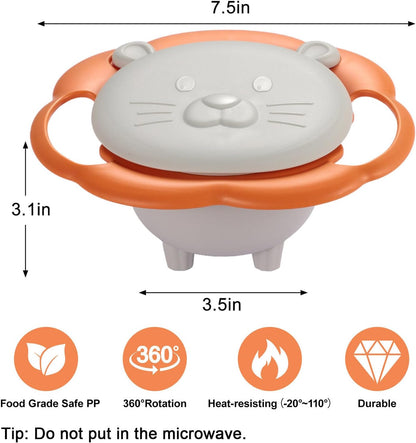 Magic Gyro Bowl 360 Degree Rotate Spill-Proof Bowls with Lid Plastic Creative Dishes Practice Feeding Bowls