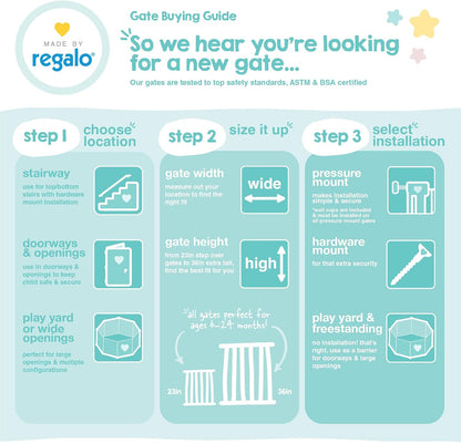 Safety 29"-43" Extra Wide Baby Gate for Top of Stairs & Dooways