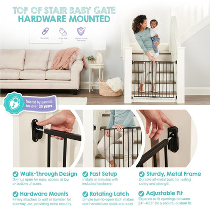 Safety 29"-43" Extra Wide Baby Gate for Top of Stairs & Dooways