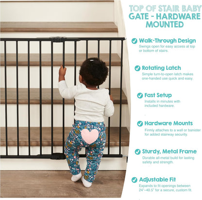 Safety 29"-43" Extra Wide Baby Gate for Top of Stairs & Dooways