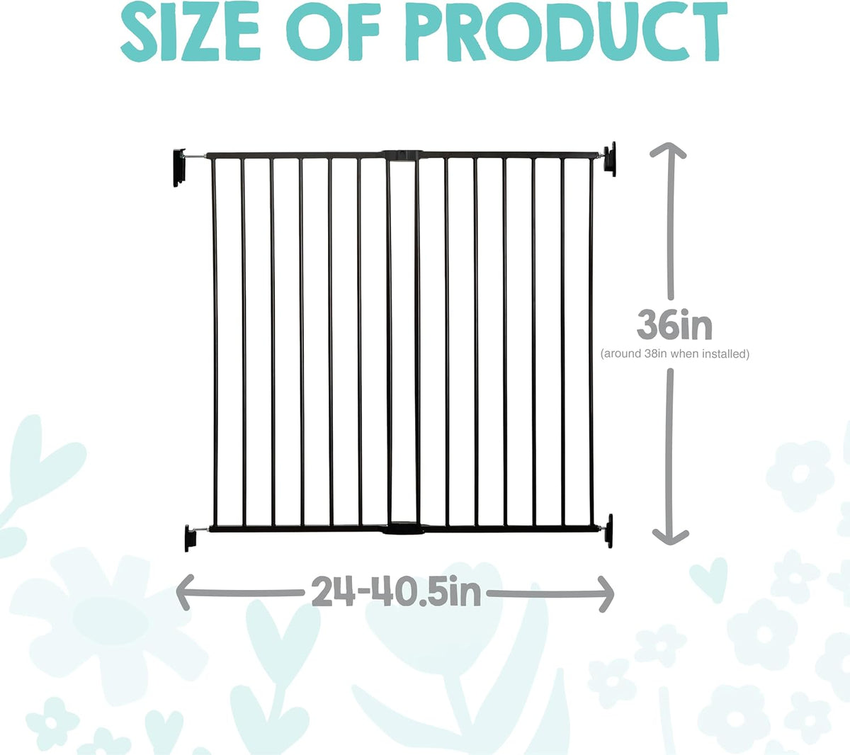 Safety 29"-43" Extra Wide Baby Gate for Top of Stairs & Dooways