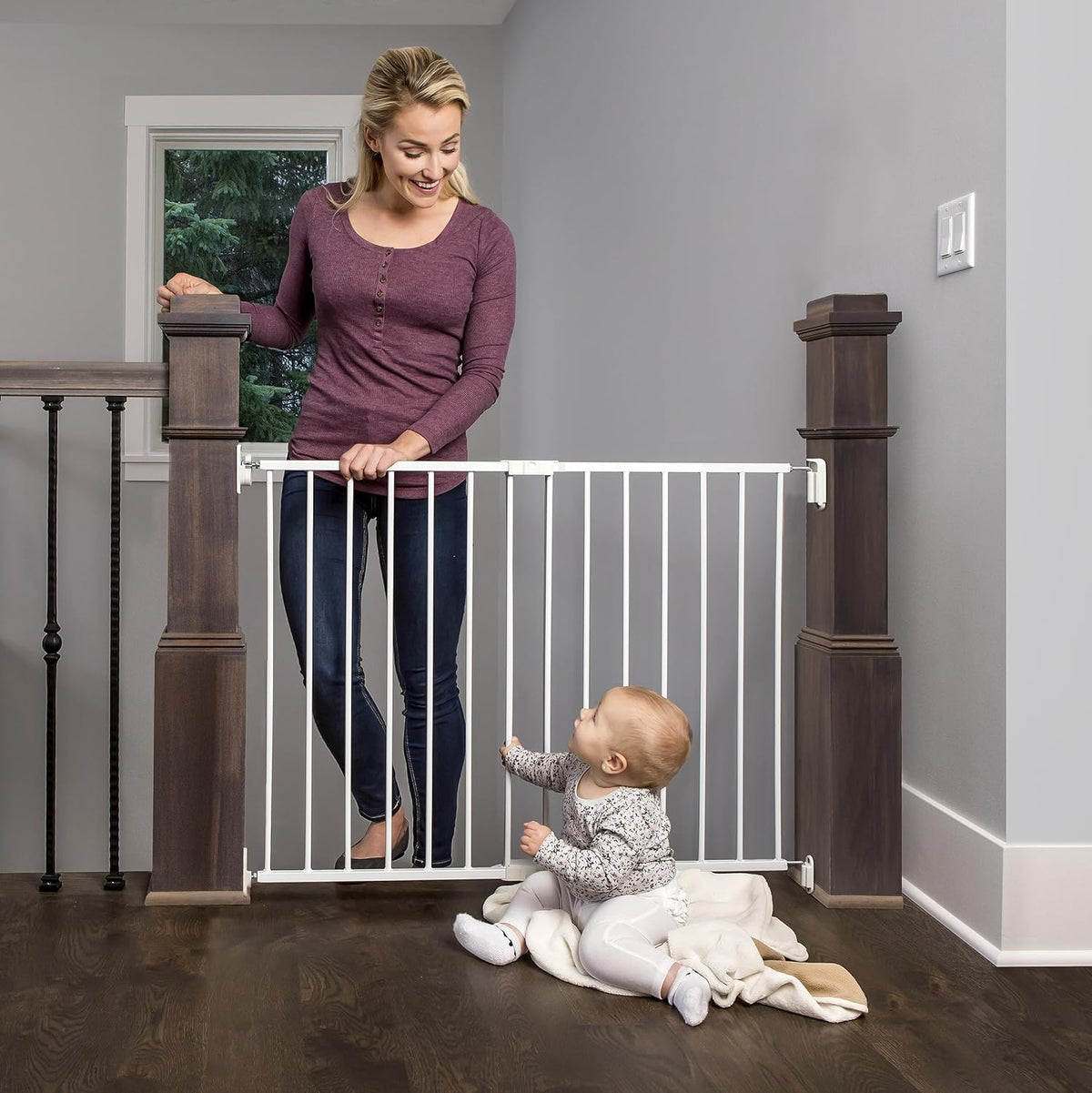 Safety 29"-43" Extra Wide Baby Gate for Top of Stairs & Dooways