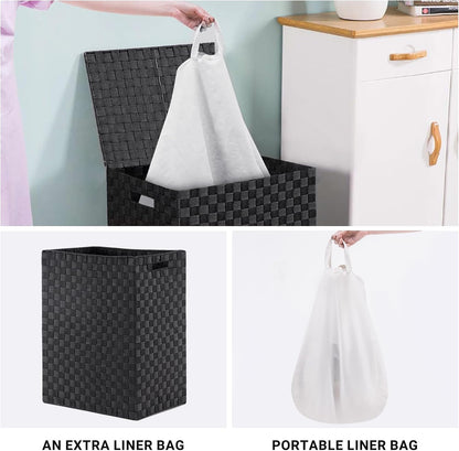 Handwoven Laundry Basket Hamper with Removable Liner Bag and Lid