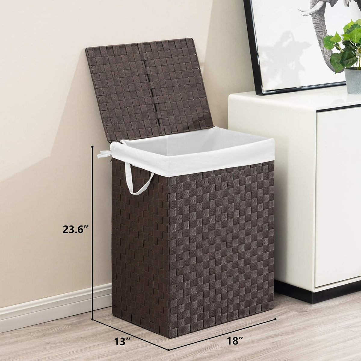 Handwoven Laundry Basket Hamper with Removable Liner Bag and Lid