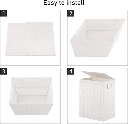 Handwoven Laundry Basket Hamper with Removable Liner Bag and Lid