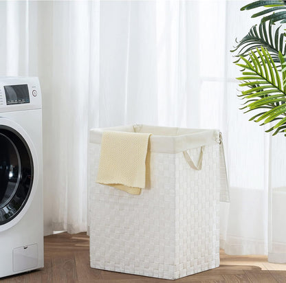 Handwoven Laundry Basket Hamper with Removable Liner Bag and Lid