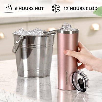 Triple-Insulated Tumblers - Stainless Steel with Lid and Straw, 12 oz Water Bottle, Stainless Steel Cups, Coffee Travel Mug for Home & Office