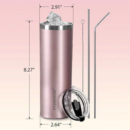 Triple-Insulated Tumblers - Stainless Steel with Lid and Straw, 12 oz Water Bottle, Stainless Steel Cups, Coffee Travel Mug for Home & Office