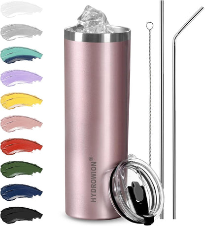 Triple-Insulated Tumblers - Stainless Steel with Lid and Straw, 12 oz Water Bottle, Stainless Steel Cups, Coffee Travel Mug for Home & Office