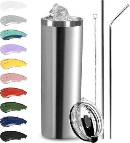 Triple-Insulated Tumblers - Stainless Steel with Lid and Straw, 12 oz Water Bottle, Stainless Steel Cups, Coffee Travel Mug for Home & Office