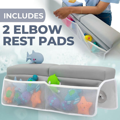 Bath Kneeler and Elbow Rest Pad (Grey) and Teddy Diaper Caddy with Changing Pad (Taupe) Bundle