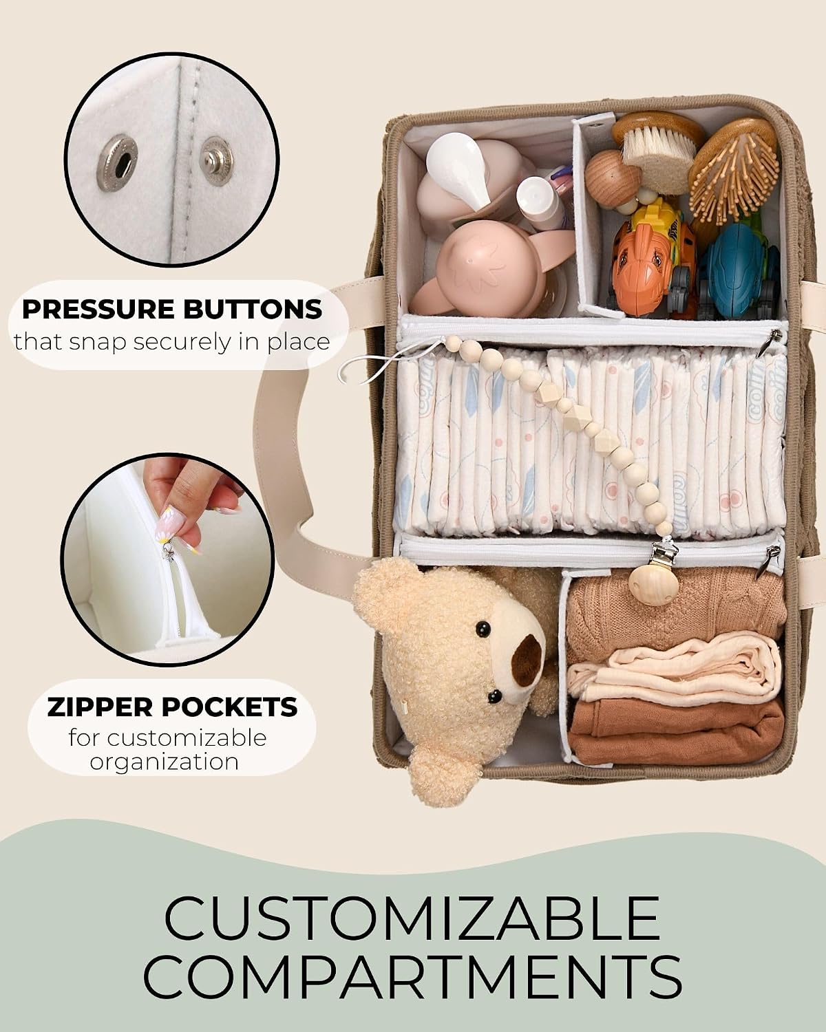Bath Kneeler and Elbow Rest Pad (Grey) and Teddy Diaper Caddy with Changing Pad (Taupe) Bundle