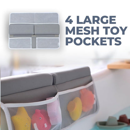 Bath Kneeler and Elbow Rest Pad (Grey) and Teddy Diaper Caddy with Changing Pad (Taupe) Bundle