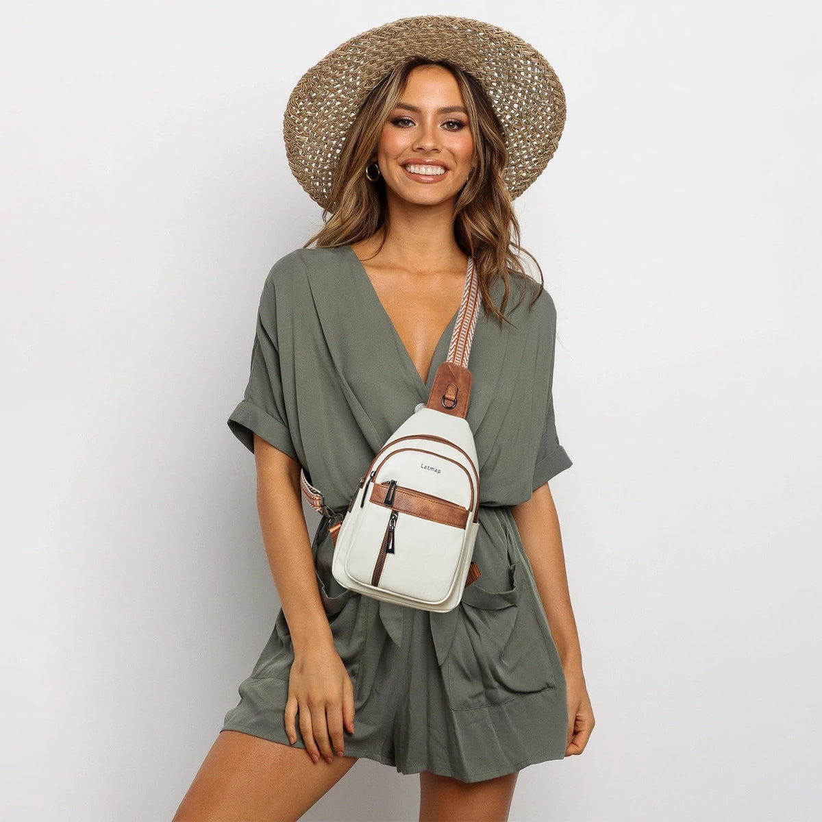 7L Sling Bag For Women Men Backpack Fanny Pack Crossbody Chest Travel Shoulder Belt Bags Purse Handbag PU Leather