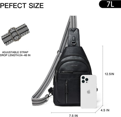 7L Sling Bag For Women Men Backpack Fanny Pack Crossbody Chest Travel Shoulder Belt Bags Purse Handbag PU Leather