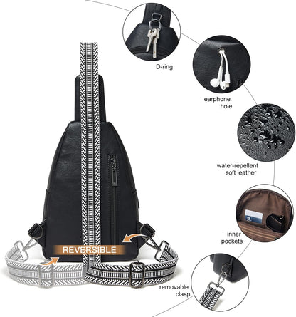 7L Sling Bag For Women Men Backpack Fanny Pack Crossbody Chest Travel Shoulder Belt Bags Purse Handbag PU Leather