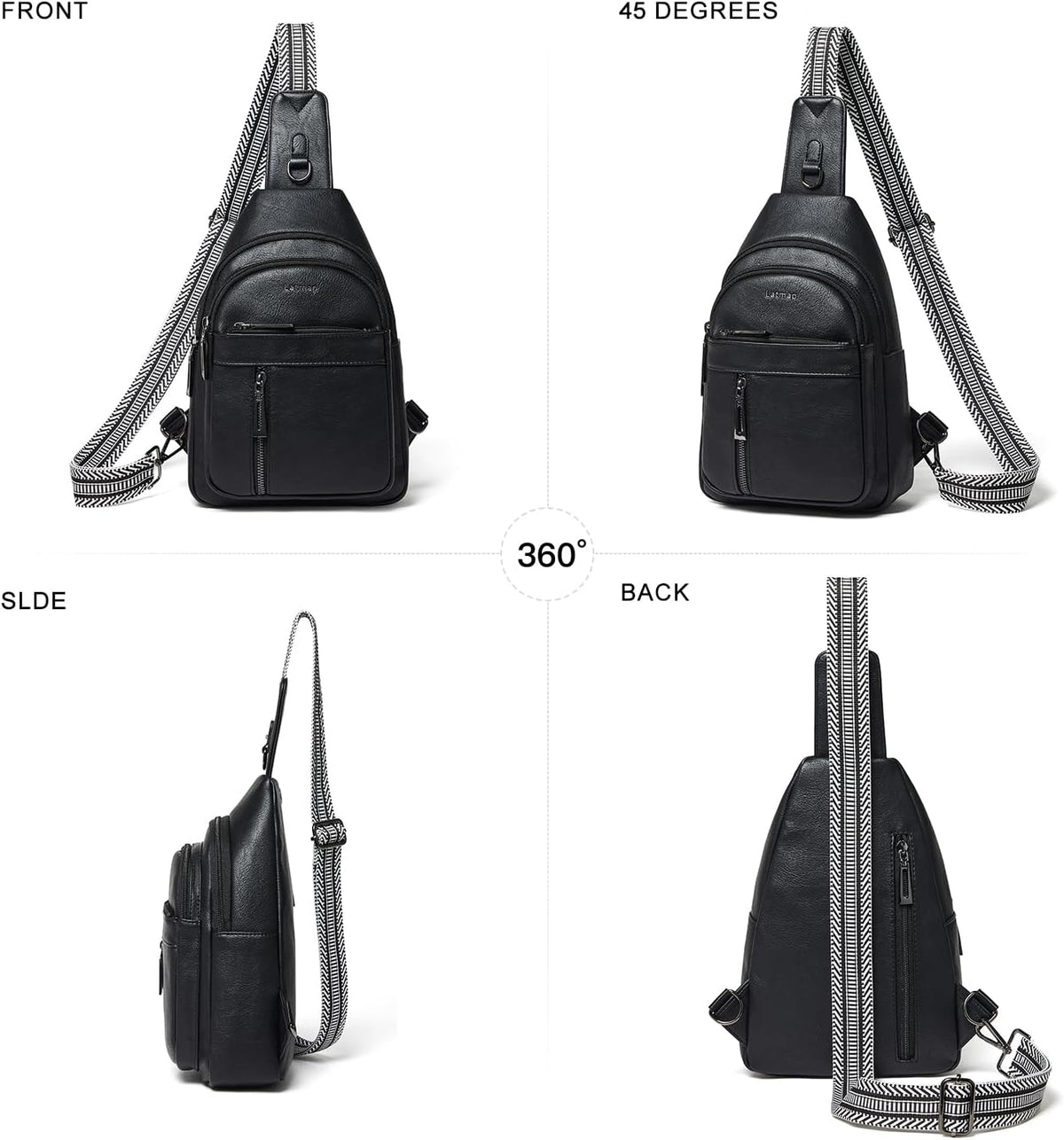 7L Sling Bag For Women Men Backpack Fanny Pack Crossbody Chest Travel Shoulder Belt Bags Purse Handbag PU Leather