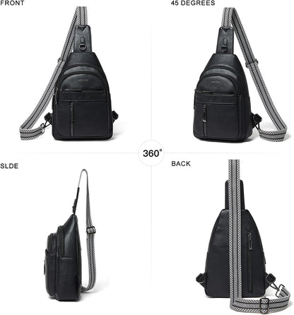 7L Sling Bag For Women Men Backpack Fanny Pack Crossbody Chest Travel Shoulder Belt Bags Purse Handbag PU Leather
